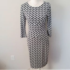 Rephyllis Dress Navy/White Chevron Design w/Asymmetrical Waistband